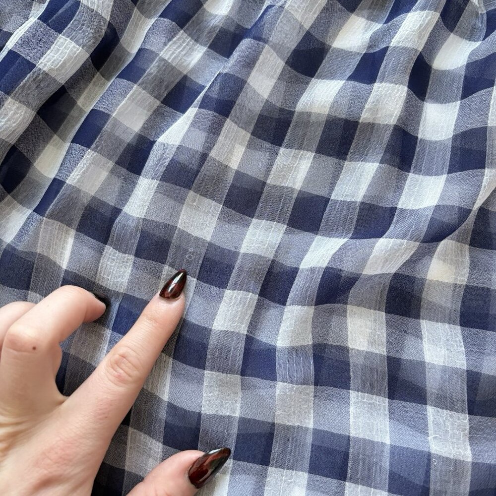Vintage Womens Size Medium Blue White Gingham Tank Top Blouse‎ Flowy Officechic - Picture 2 of 8